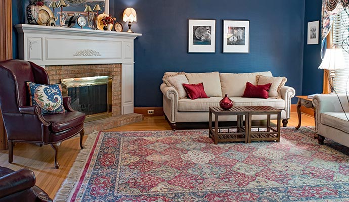 Clean carpet on living room floor