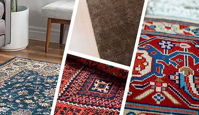 A collage showcasing different rug types