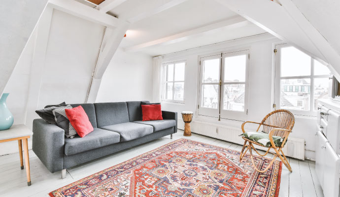 Felt rug pad in the living space