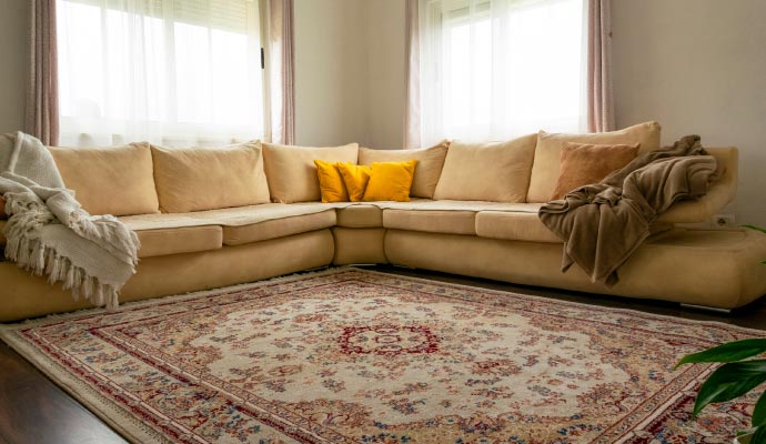 Clean rug on the floor in living room