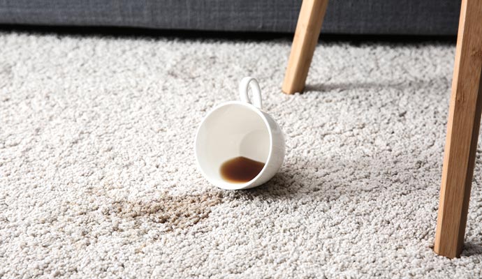 Rug with coffee stain
