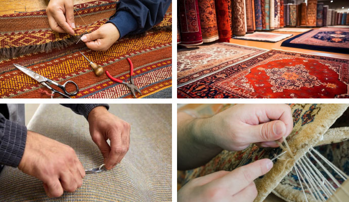 Collage of natural fiber rug repair services