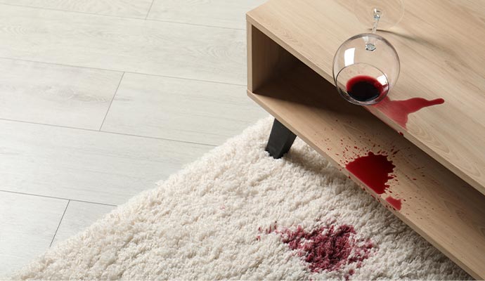 Wine stain on a Flokati rug